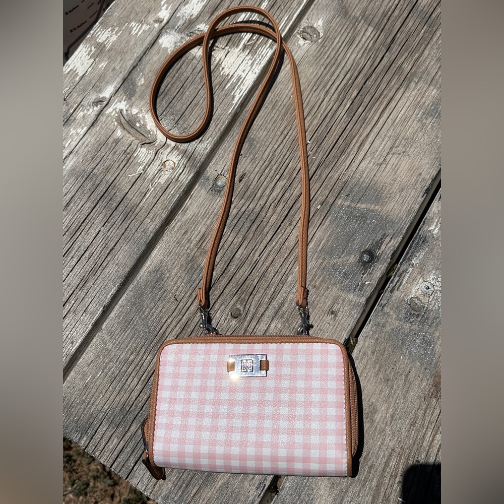 Pink Checkered Crossbody Bag